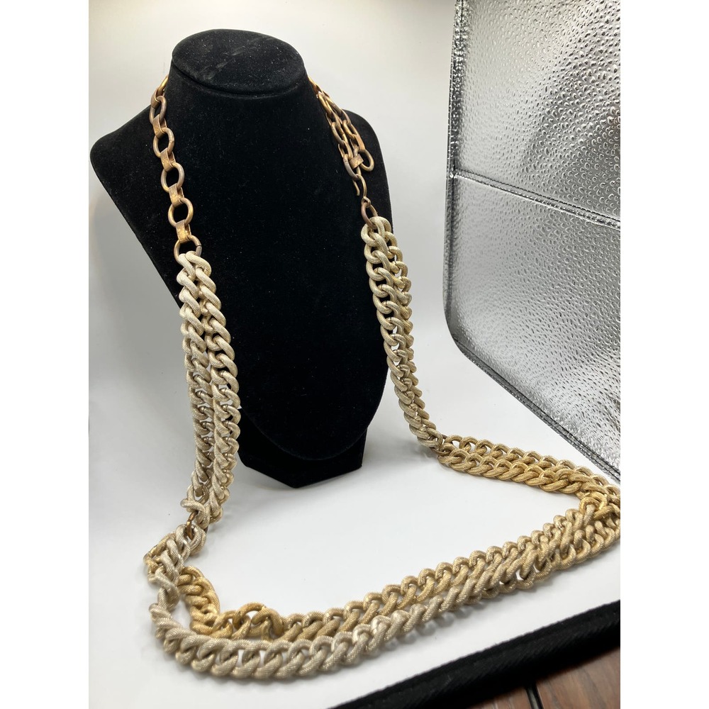 Chunk Linked Chain Two Tone Statement 31 Inch Nec… - image 3